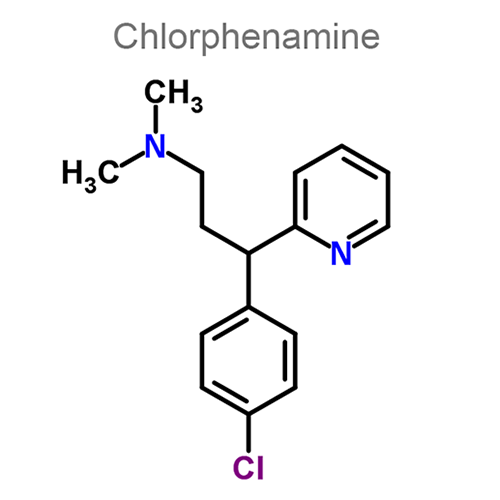 Структурная формула 2 Ацетилсалициловая кислота + Хлорфенамин + Фенилпропаноламин