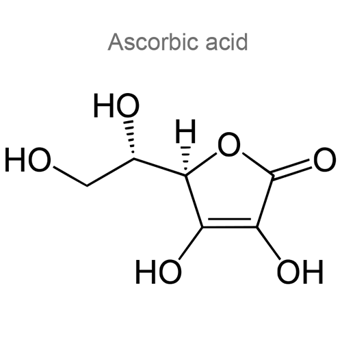 Ацетилсалициловая кислота + Кофеин + Аскорбиновая кислота структурная формула 3
