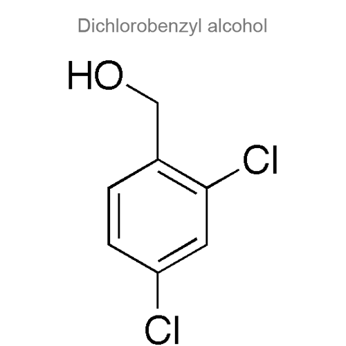 Структурная формула 2 Амилметакрезол + Дихлорбензиловый спирт + Левоментол