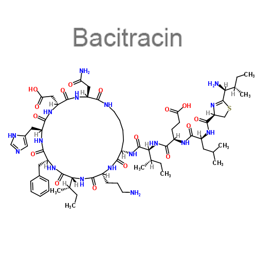 Бацитрацин + Полимиксин B структурная формула