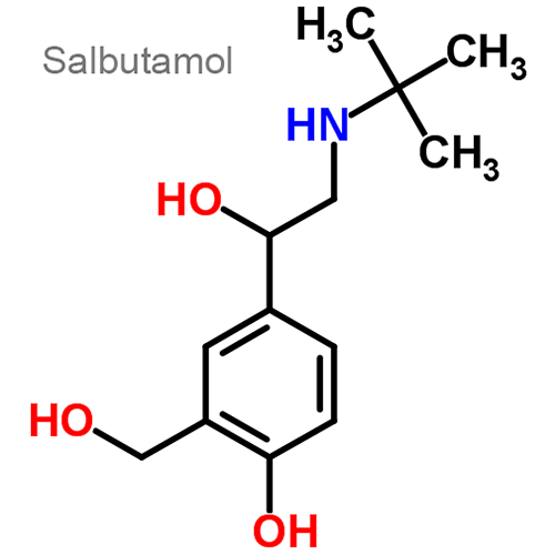Структурная формула 3 Бромгексин + Гвайфенезин + Сальбутамол + Рацементол
