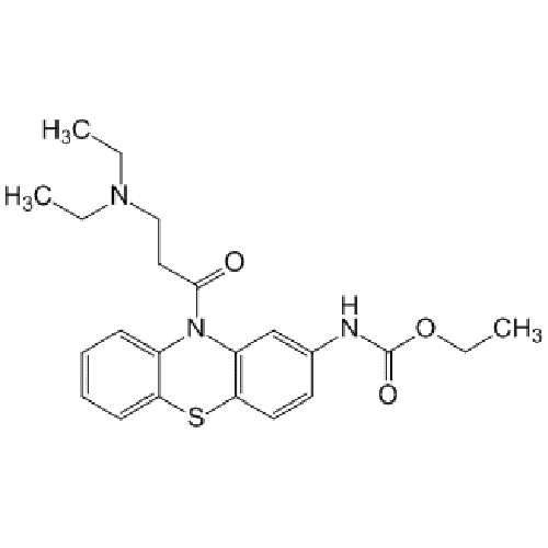 Структурная формула Диэтиламинопропионилэтоксикарбониламинофенотиазин