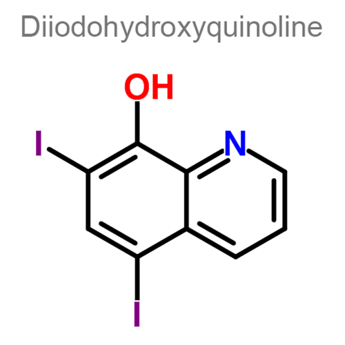 Структурная формула Дийодгидроксихинолин + Гидрокортизон