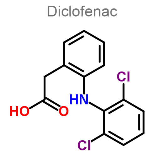 Структурная формула Диклофенак + Парацетамол