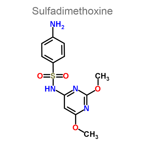 Структурная формула 2 Диоксометилтетрагидропиримидин + Сульфадиметоксин + Тримекаин + Хлорамфеникол