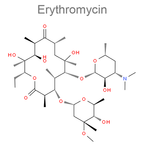 Эритромицин + Бензоила пероксид структурная формула