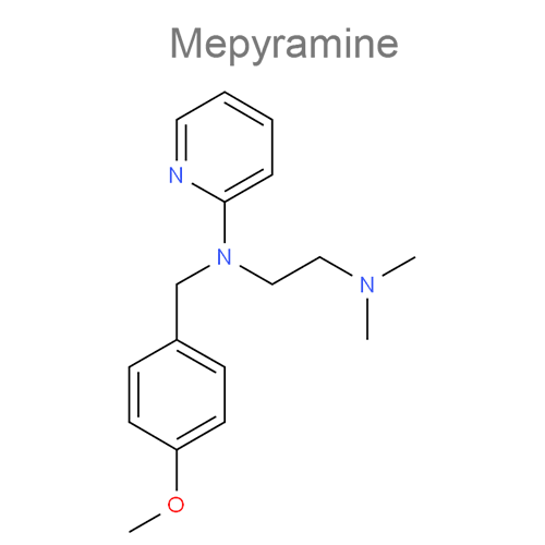 Фенилтолоксамин + Фенилпропаноламин + Мепирамин + Фенирамин структурная формула 3