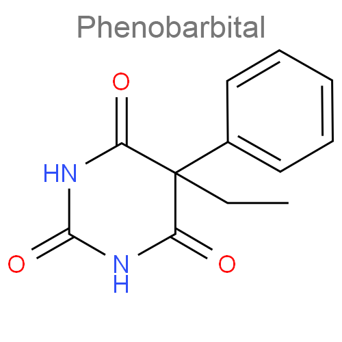 Структурная формула Фенобарбитал + Этилбромизовалерианат + Мятное масло + Хмелевое масло