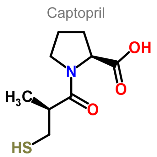 Структурная формула 2 Гидрохлоротиазид + Каптоприл