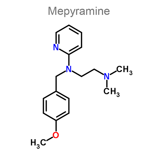 Структурная формула 3 Гидрокодон + Фенилэфрин + Мепирамин + Фениндамин + Аммония хлорид