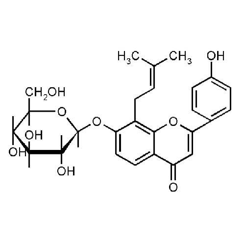 Структурная формула Глюкопиранозидметилбутенилтригидроксифлаванол