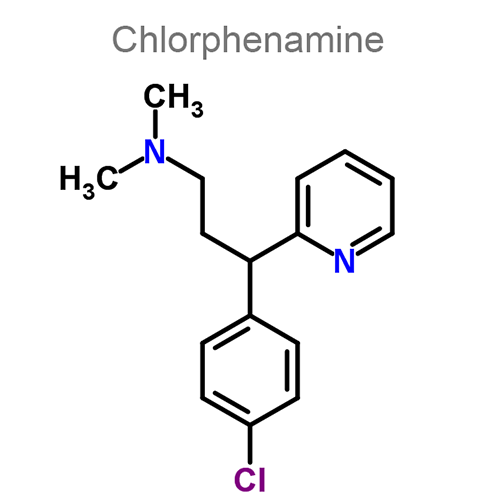 Структурная формула Хлорфенамин + Эфедрин + Фенилэфрин + Пентоксиверин