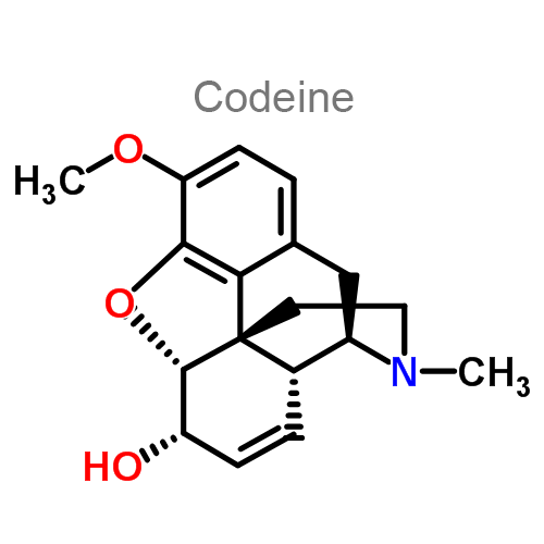 Структурная формула 2 Ибупрофен + Кодеин + Кофеин + Метамизол натрия + Фенобарбитал