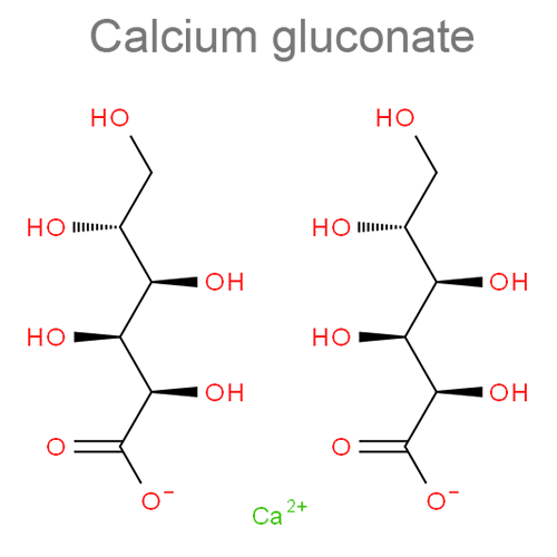 Структурная формула Кальция глюконат + Натрия алгинат + Нитрофурал