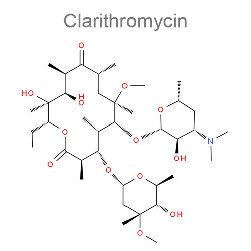 Структурная формула Кларитромицин + Лансопразол + Амоксициллин