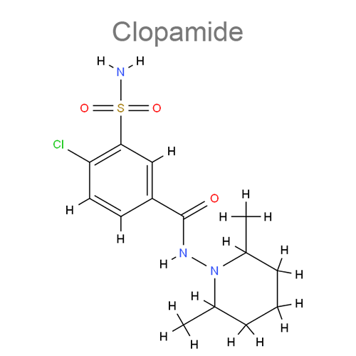 Клопамид + Пиндолол структурная формула