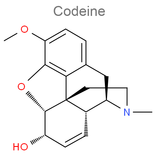 Структурная формула Кодеин + Кофеин + Метамизол натрия + Фенобарбитал