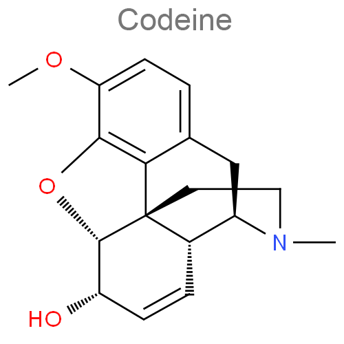 Структурная формула Кодеин + Кофеин + Метамизол натрия + Напроксен + Фенобарбитал