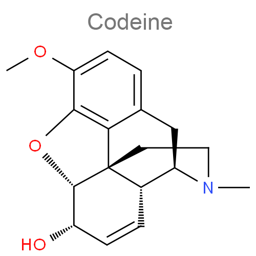 Структурная формула Кодеин + Кофеин + Метамизол натрия + Парацетамол + Фенобарбитал