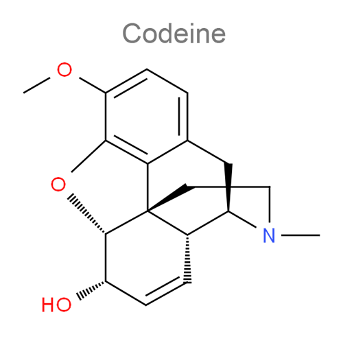 Структурная формула Кодеин + Морфин + Носкапин + Папаверина гидрохлорид + Тебаин