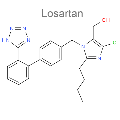 Лозартан + Гидрохлоротиазид структурная формула