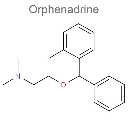 Структурная формула Орфенадрин + Ацетилсалициловая кислота + Кофеин
