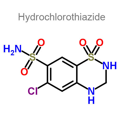 Структурная формула 2 Пропранолол + Гидрохлортиазид